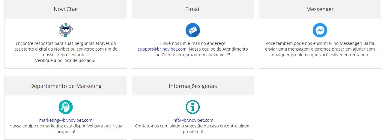 Página de apoio ao cliente