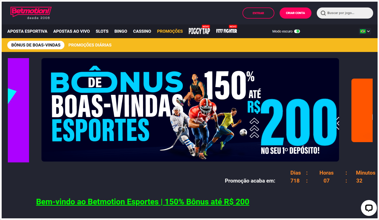 Bônus do Betmotion