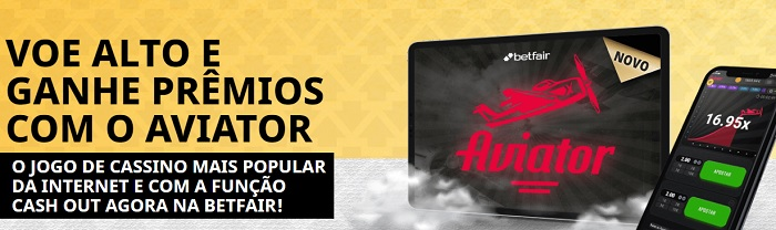 Banner informativo do jogo Aviator Betfair Brasil