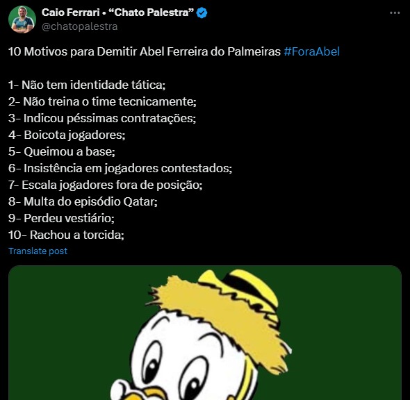 Torcida do Palmeiras perde a paciência com Abel