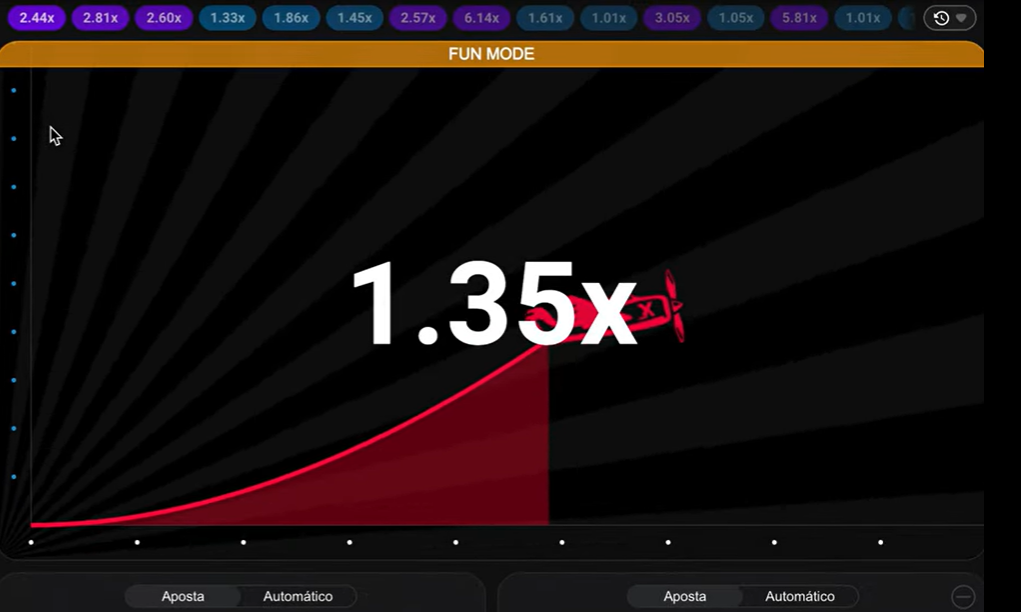 Tela de fun mode no Aviator na Betfair