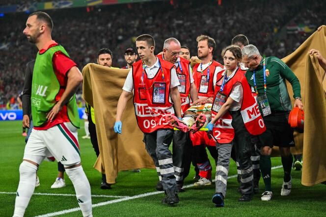 Hungary Barnabas Varga Stretched Off After Collision with Scotland Goalkeeper But Confirmed Stable