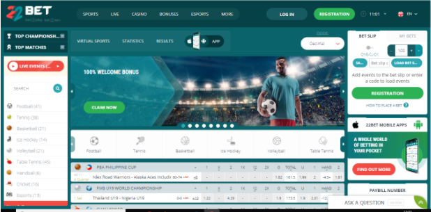 22Bet Sportsbook Desktop Version