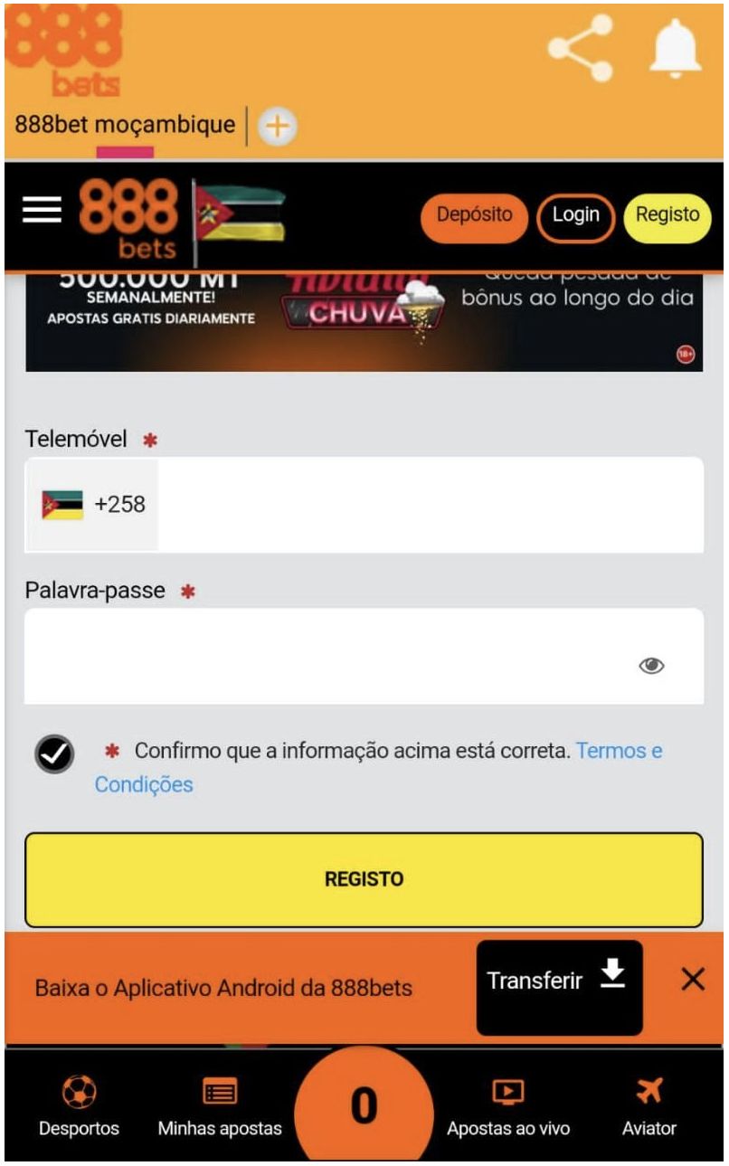  Fazer o registo na aplicação da 888Bets