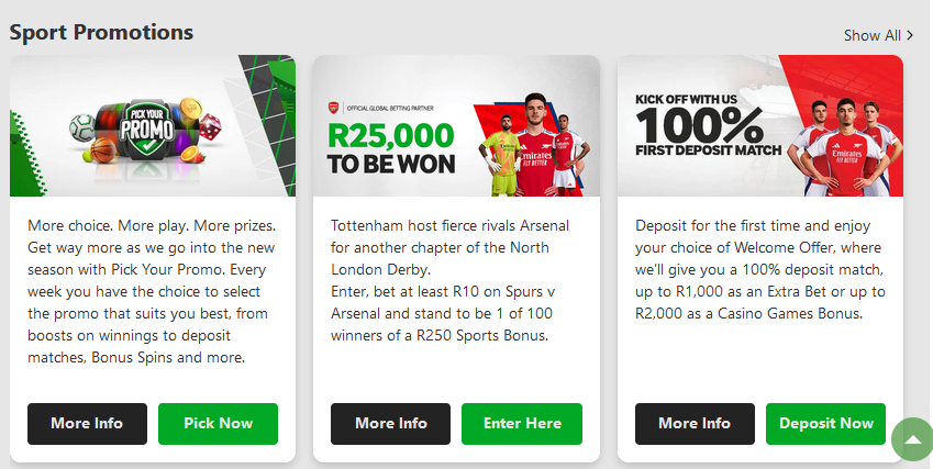 Image of Betway SA Bonuses Page