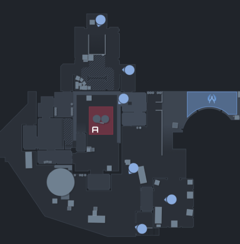 A map of degster's locations in the AWP rounds