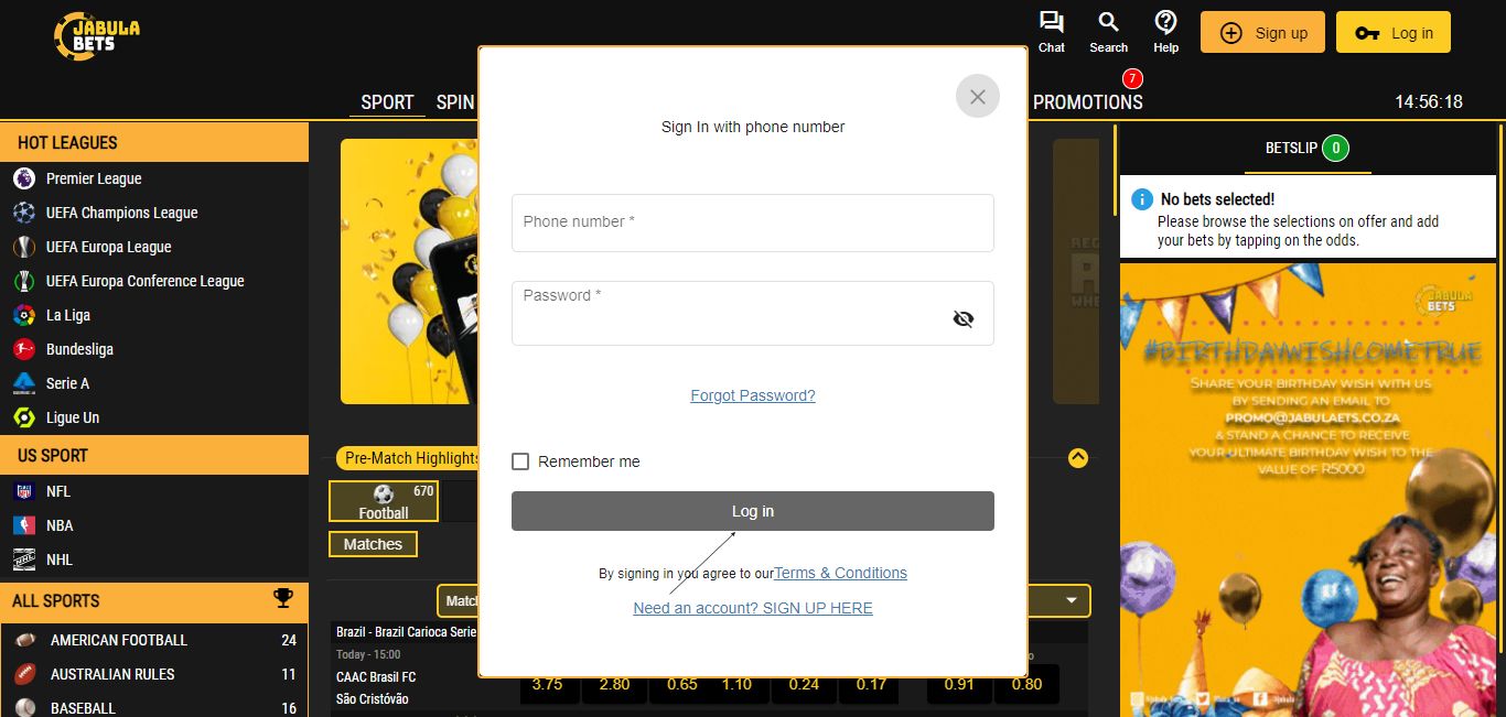 Image showing Jabula Bets login page