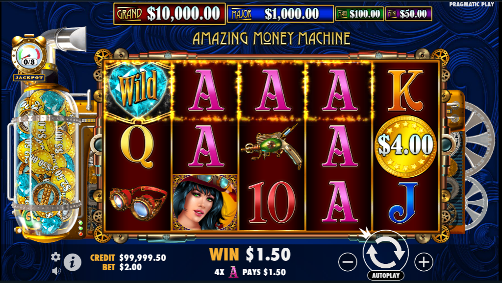 An image showing the Amazing Money Machine casino slot features