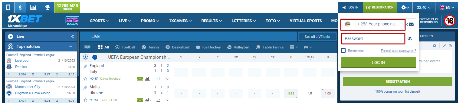 Como fazer login na 1xBet?