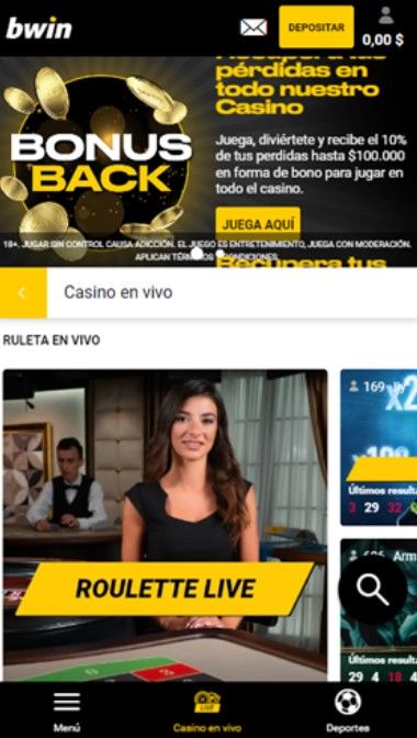 Tres secciones de casino de Bwin móvil