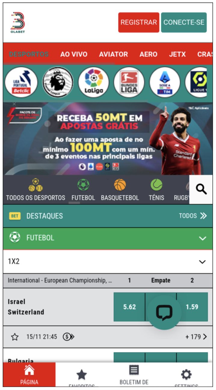  Página inicial da Olabet versão mobile