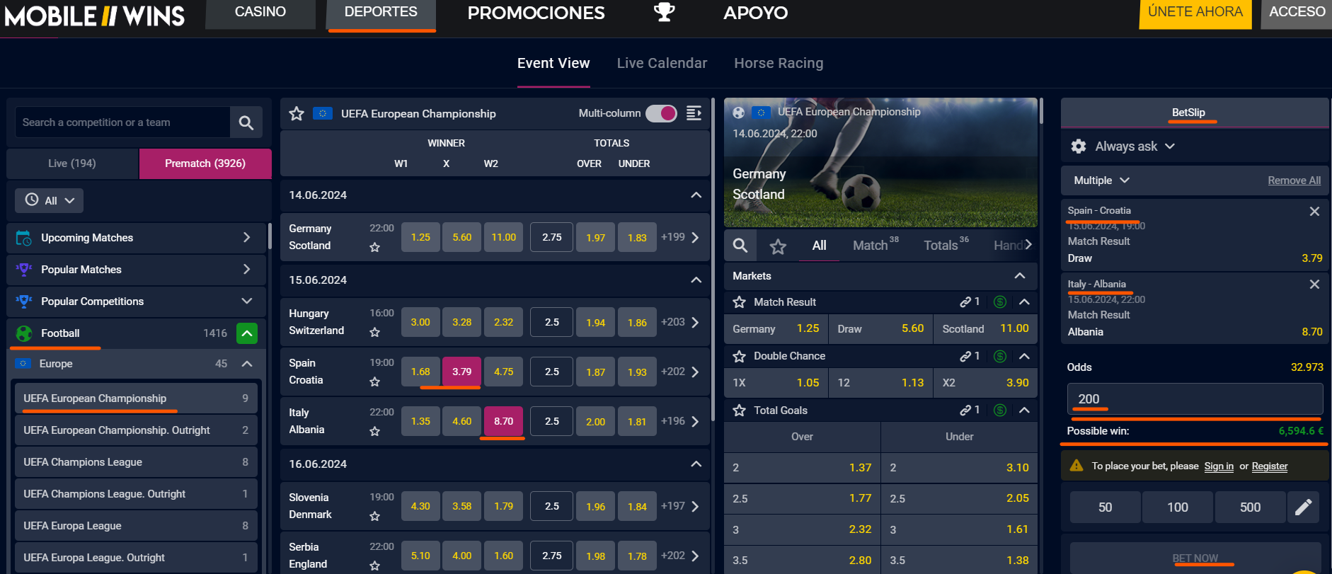 Apuestas en Deportes en Mobile Wins casa de apuestas