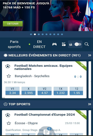 1xBet pour mobile