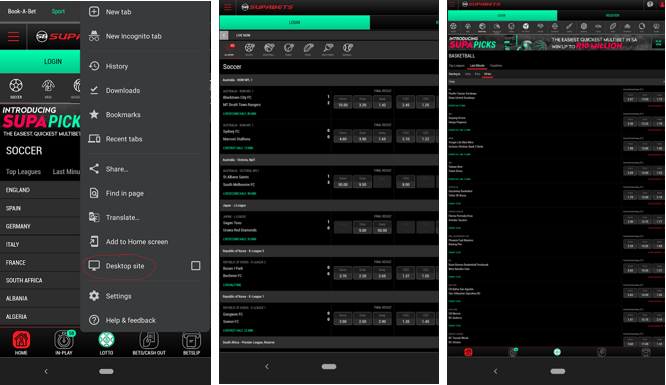 Supabets Mobile Website Desktop View