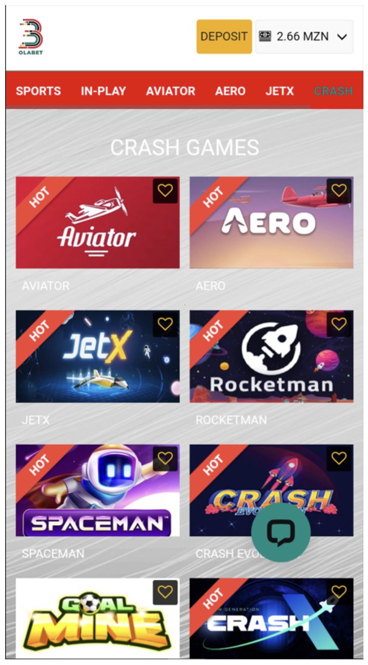 Lista de jogos Crash na versão mobile Olabet