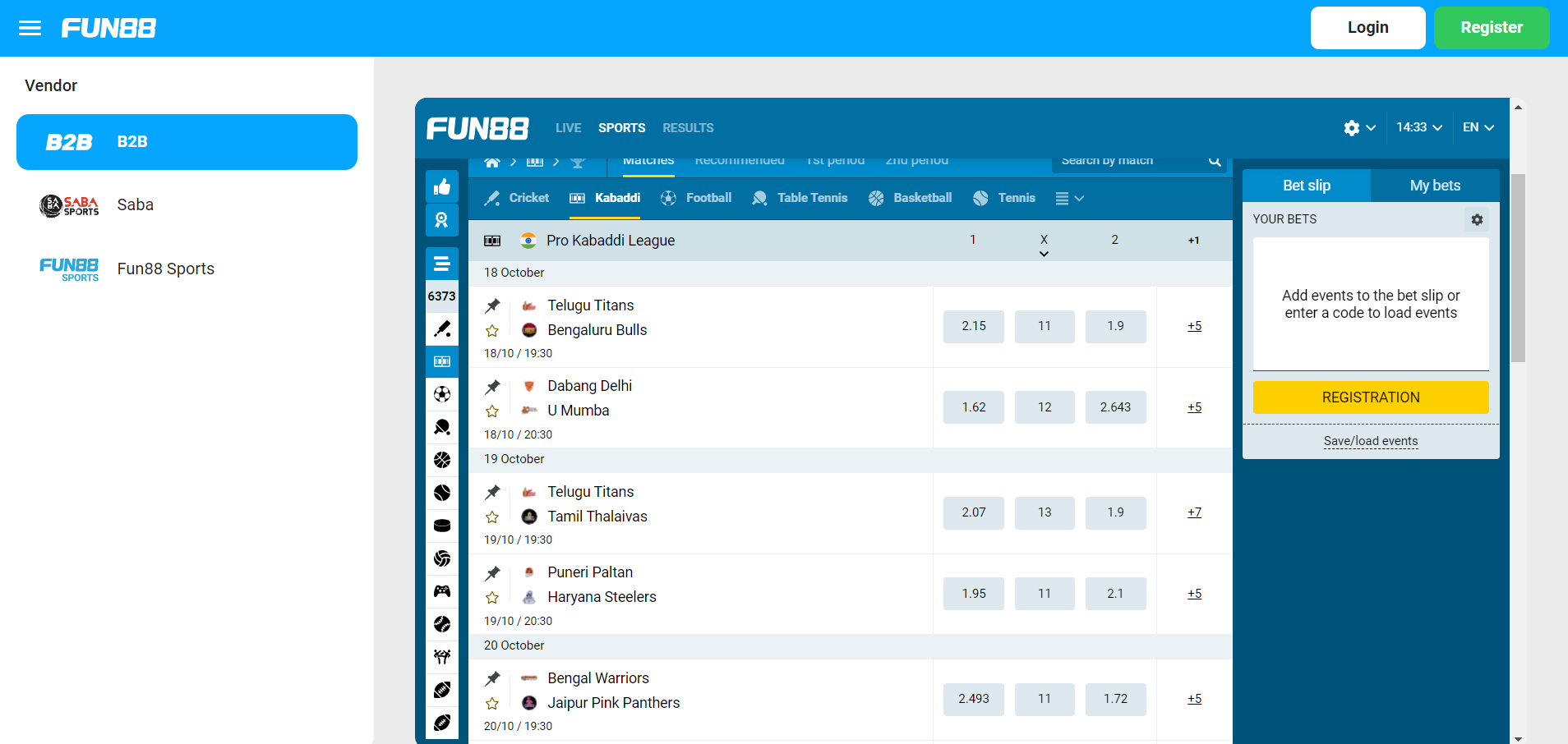 Kabaddi betting on fun88