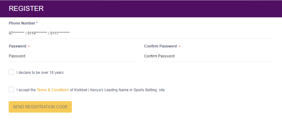 Setting up an account on Kwikbet