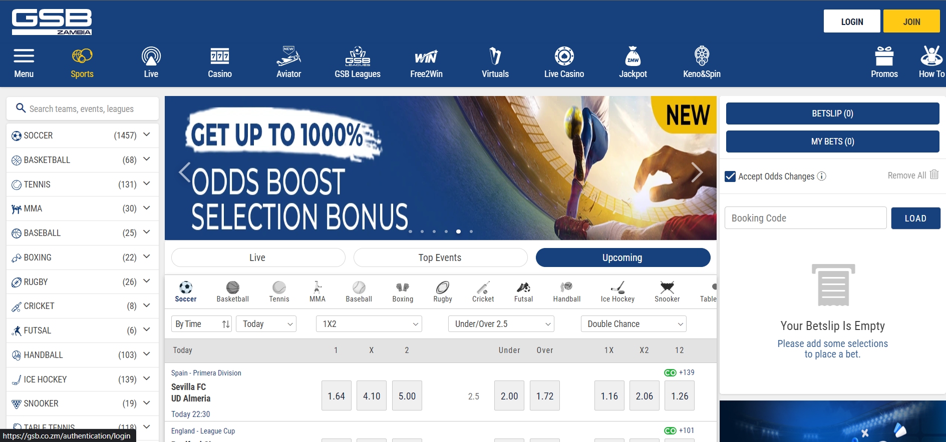 Image for GSB sportsbook homepage