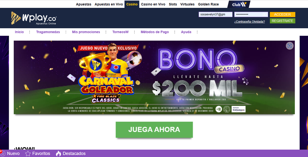 Cómo iniciar sesión en Wplay