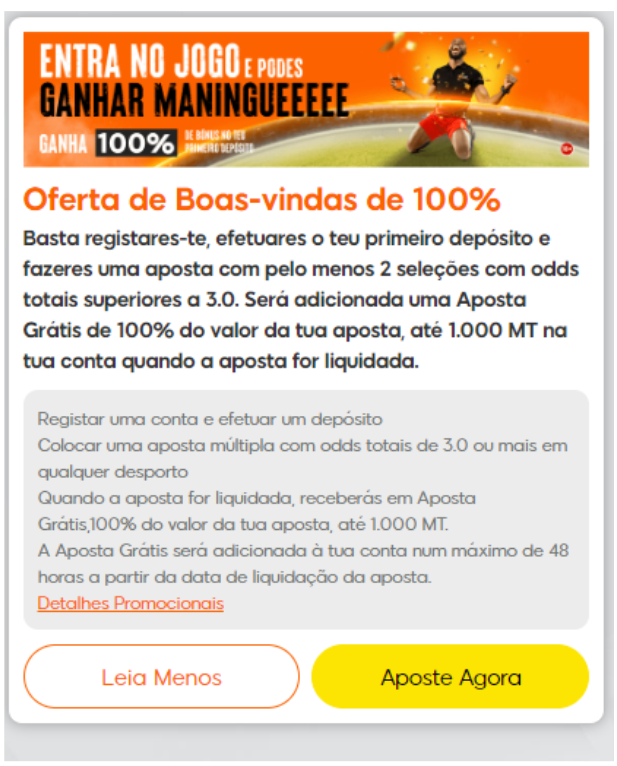 Bónus da melhor casa de apostas em Moçambique