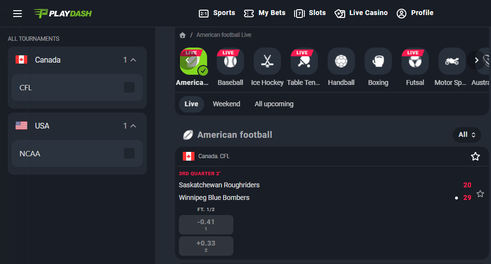 Playdash Live Betting