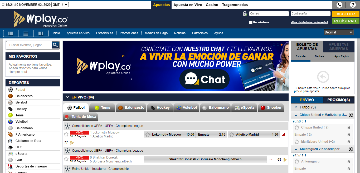 Wplay diseño web