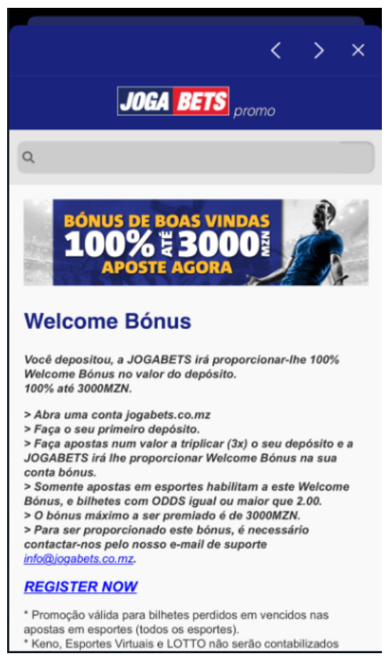 Bónus de Boas vindas da JogaBets