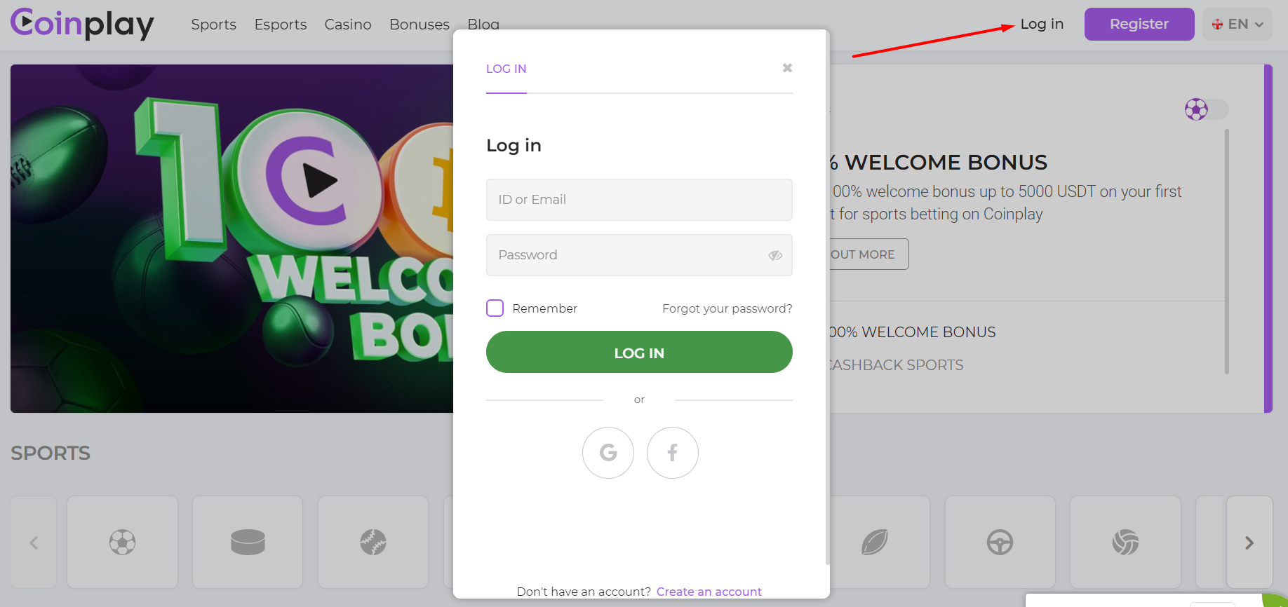 Coinplay Sportsbook Login Process