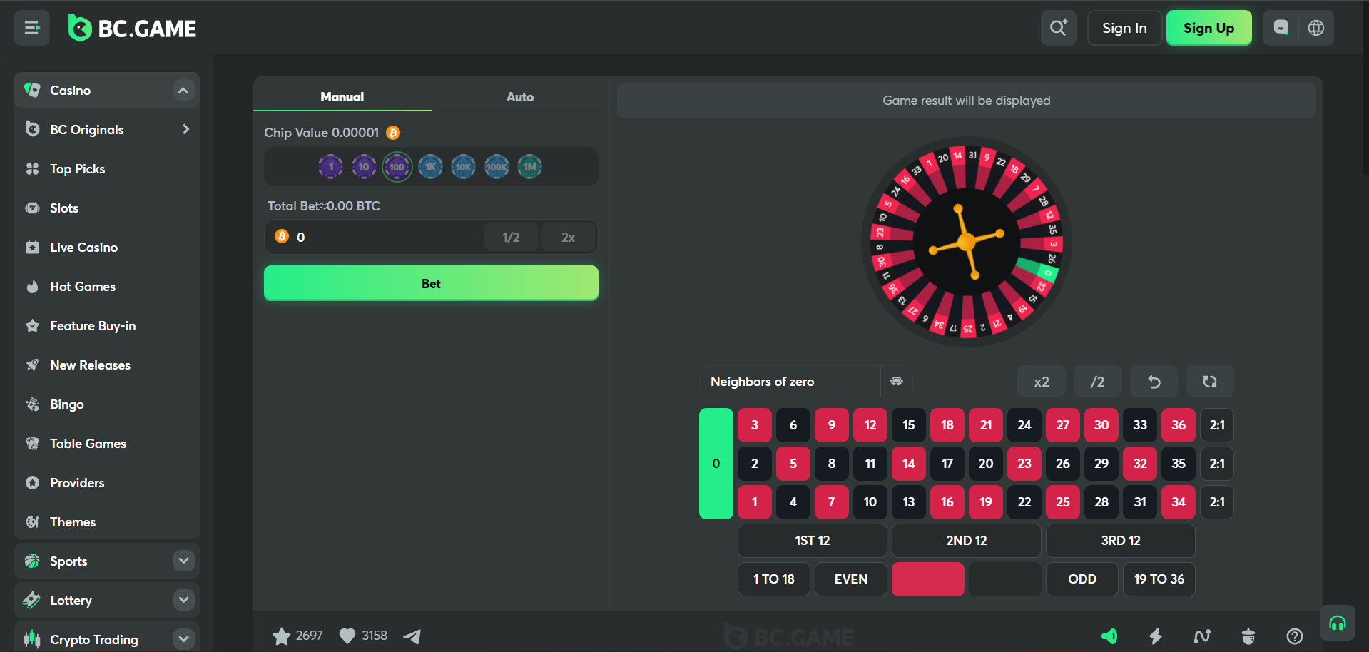 Roulette on BC.Game