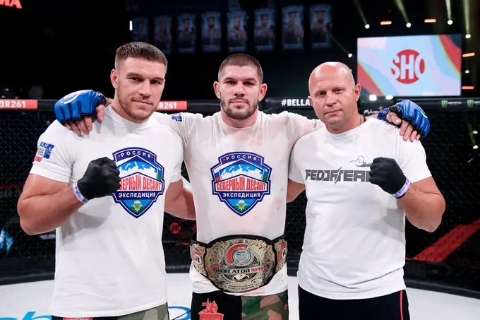 Vadim Nemkov, Valentin Moldavsky and Fedor Emelianenko